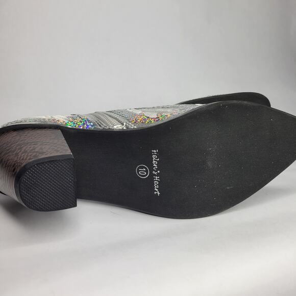 NEW Helen's Heart Embroidered Sequin Silver Metallic Cowboy Booties Size 10 - Picture 10 of 12